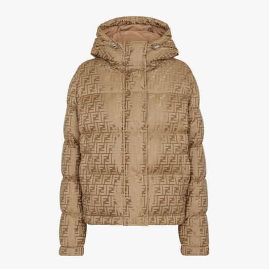 Brown FF Nylon Puffer Jacket