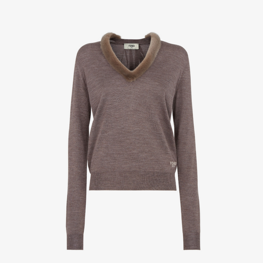 Dove Grey Wool And Silk Jumper