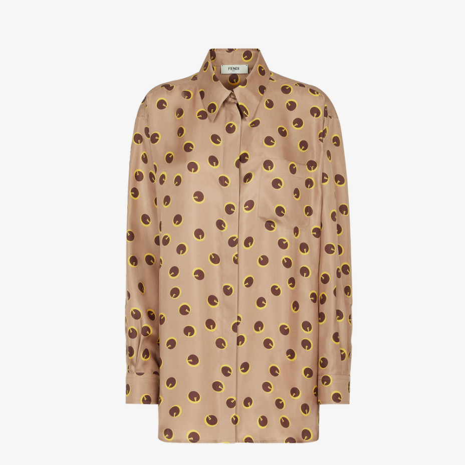 Light Brown Printed Silk Shirt