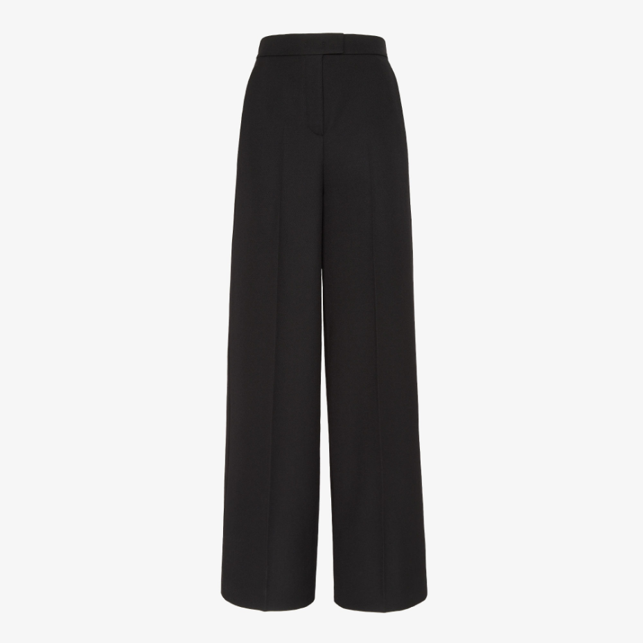 Black Grain De Poudre Wool Trousers