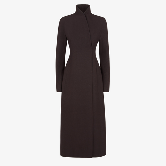 Dark Purple Grain De Poudre Wool Coat