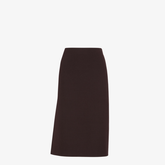 Burgundy Grain De Poudre Wool Skirt