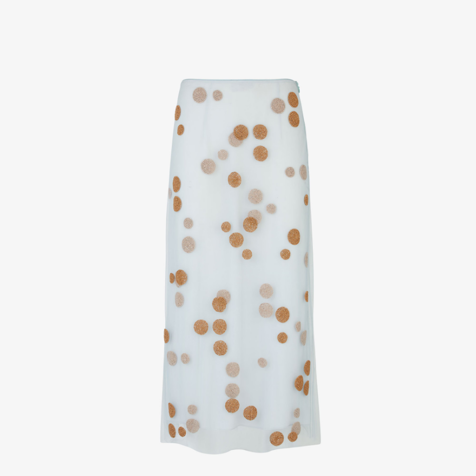Light Blue Embroidered Tulle Skirt