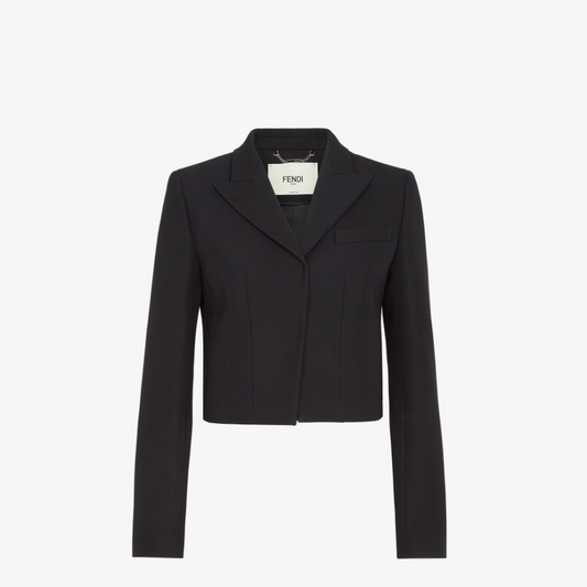 Black Grain De Poudre Wool Blazer