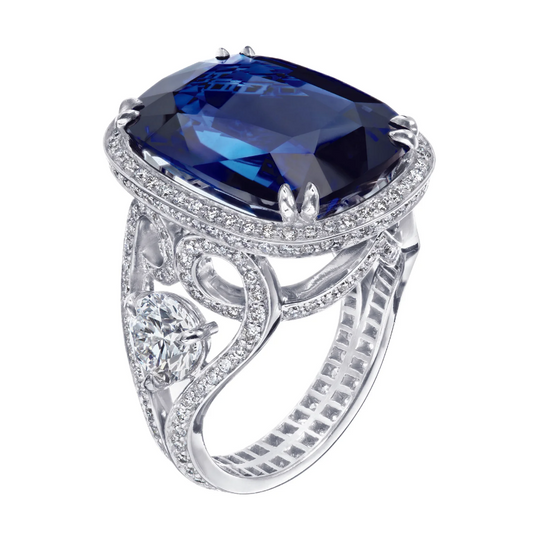 Blue Sapphire and Diamond Ring