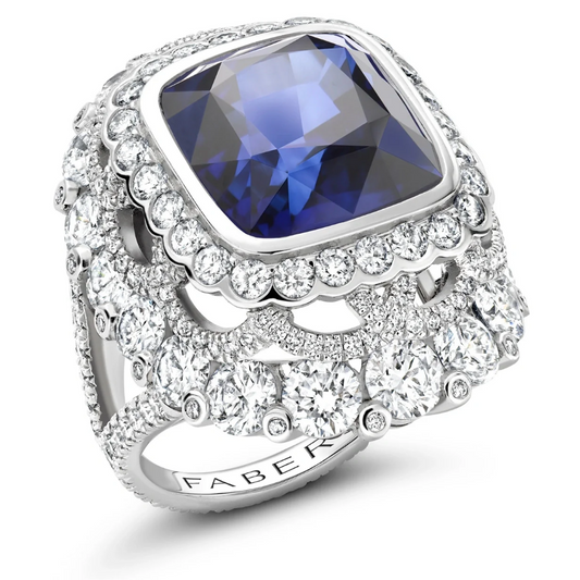 Blue Sapphire and Diamond Ring