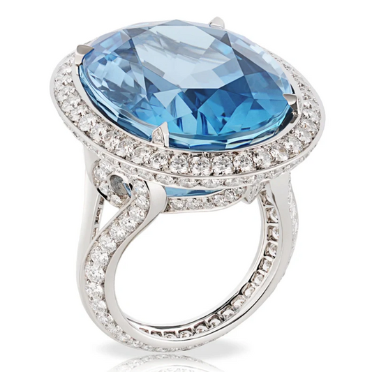 Aquamarine and Diamond Ring