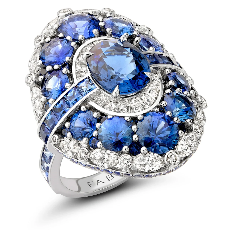 Blue Sapphire and Diamond Ring