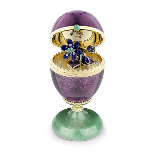 Limited Edition Guilloché Enamel Anemone Surprise Egg Objet