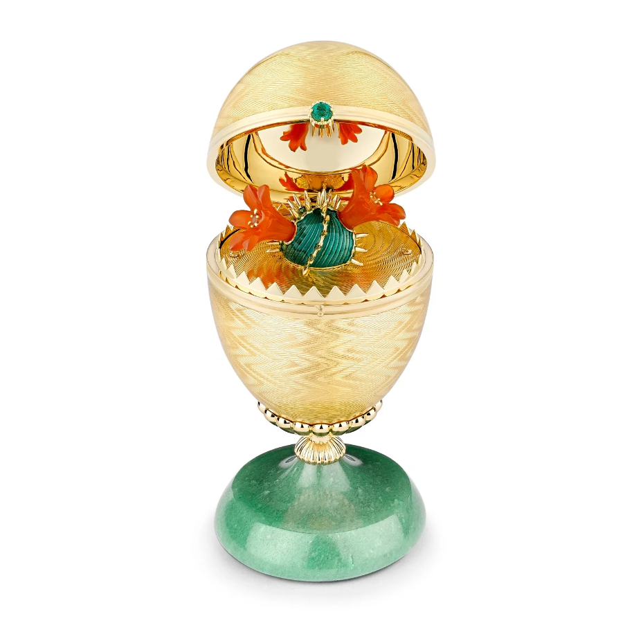 Limited Edition Guilloché Enamel Cactus Surprise Egg Objet