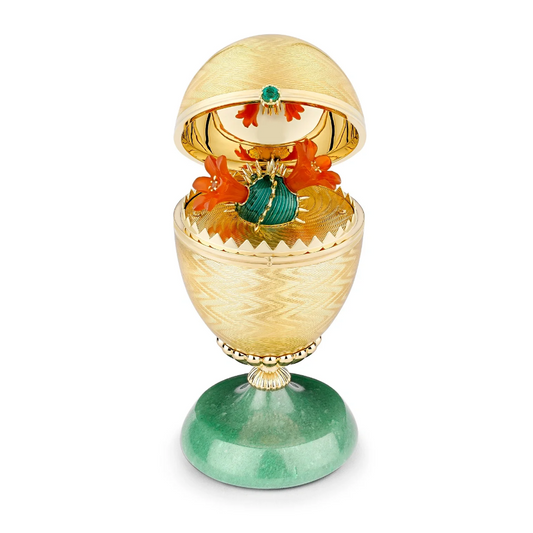 Limited Edition Guilloché Enamel Cactus Surprise Egg Objet