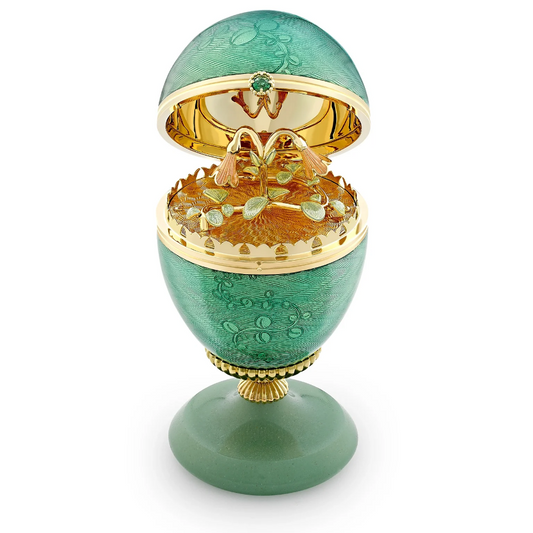 Limited Edition Guilloché Enamel Twin Flower Surprise Egg Objet