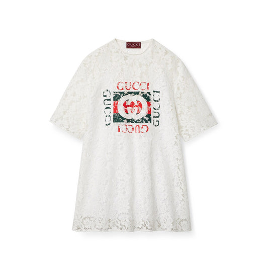 Gucci Gucci Floral Cotton Lace Top With Print