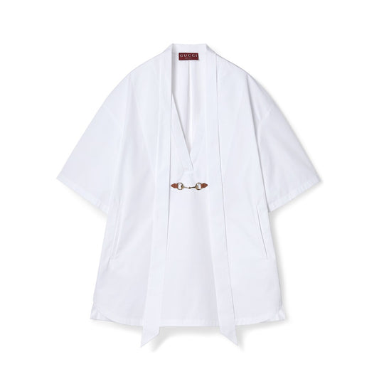 Gucci Cotton Poplin Dress With Horsebit