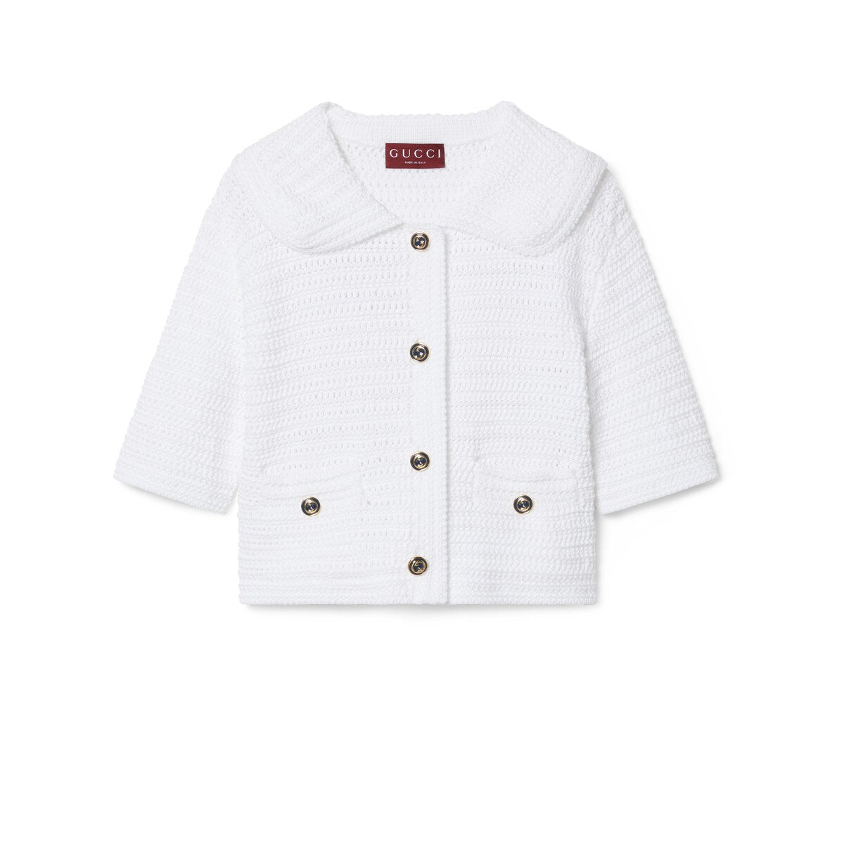 Gucci Crochet Knit Cotton Button-up Top