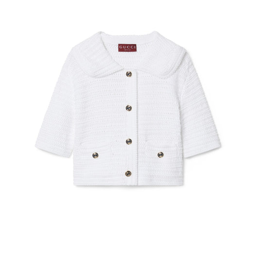 Gucci Crochet Knit Cotton Button-up Top