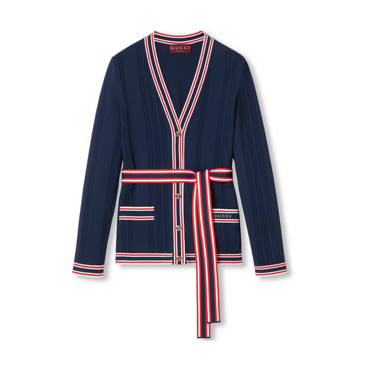 Gucci Self-Tie Cardigan With Striped Trim