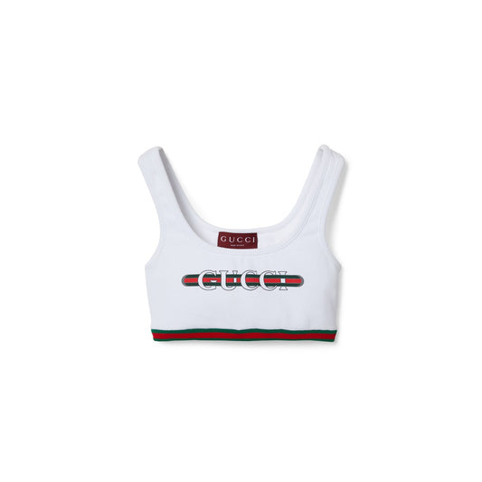 Gucci Cotton Rib Crop Top With Web