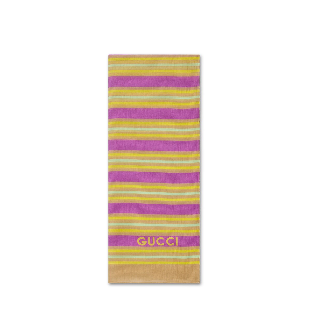 Gucci Striped Printed Silk Cotton Stole