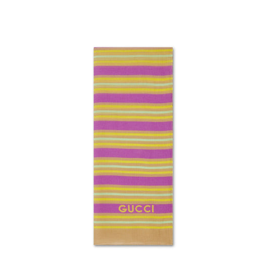 Gucci Striped Printed Silk Cotton Stole