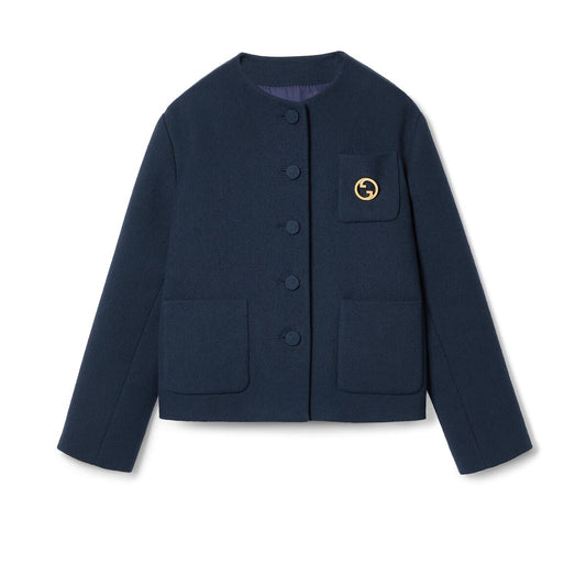 Gucci Cotton Tweed Jacket With Brooch