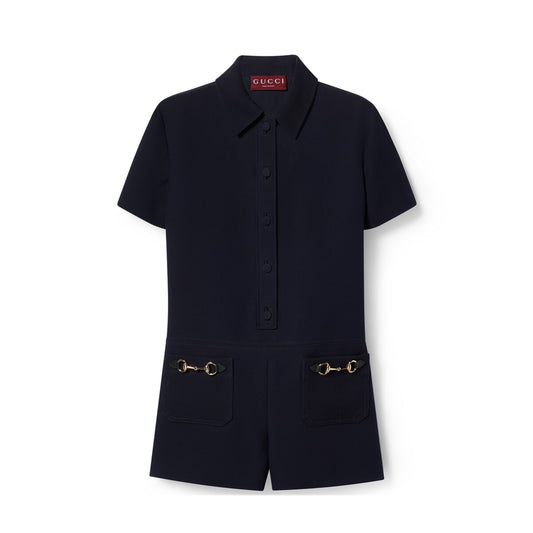 Gucci Wool Silk Jumpsuit With Horsebit