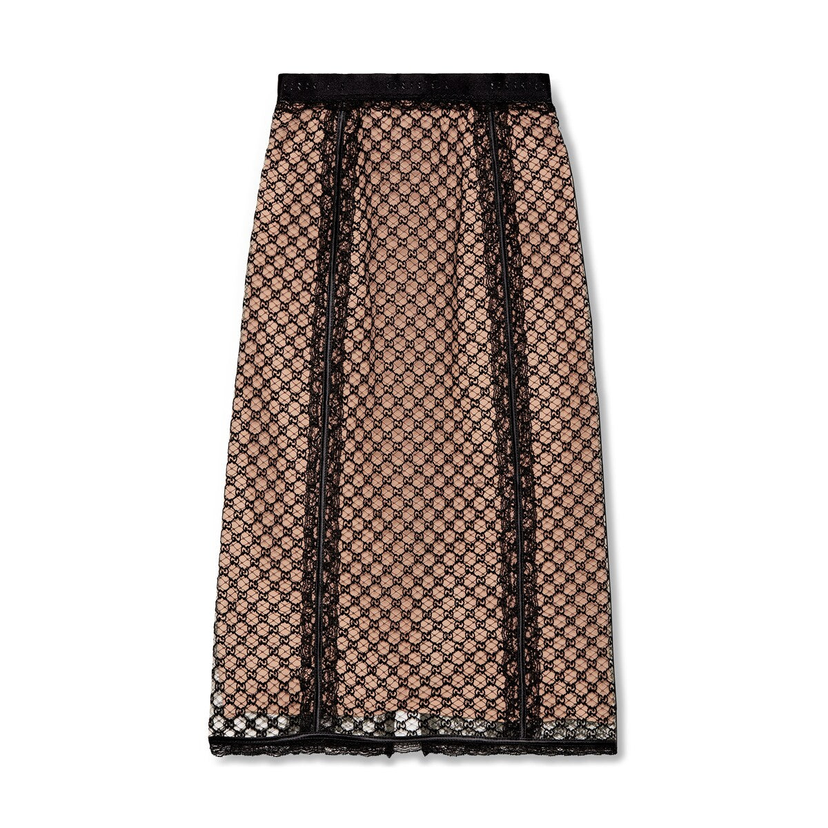 Gucci GG Net Skirt With Lace Trims