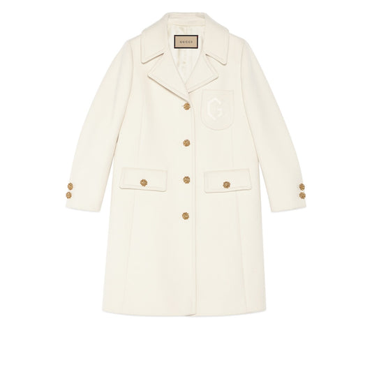 Gucci Double G Embroidery Wool Coat