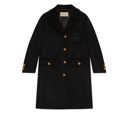 Gucci Double G Embroidery Wool Coat