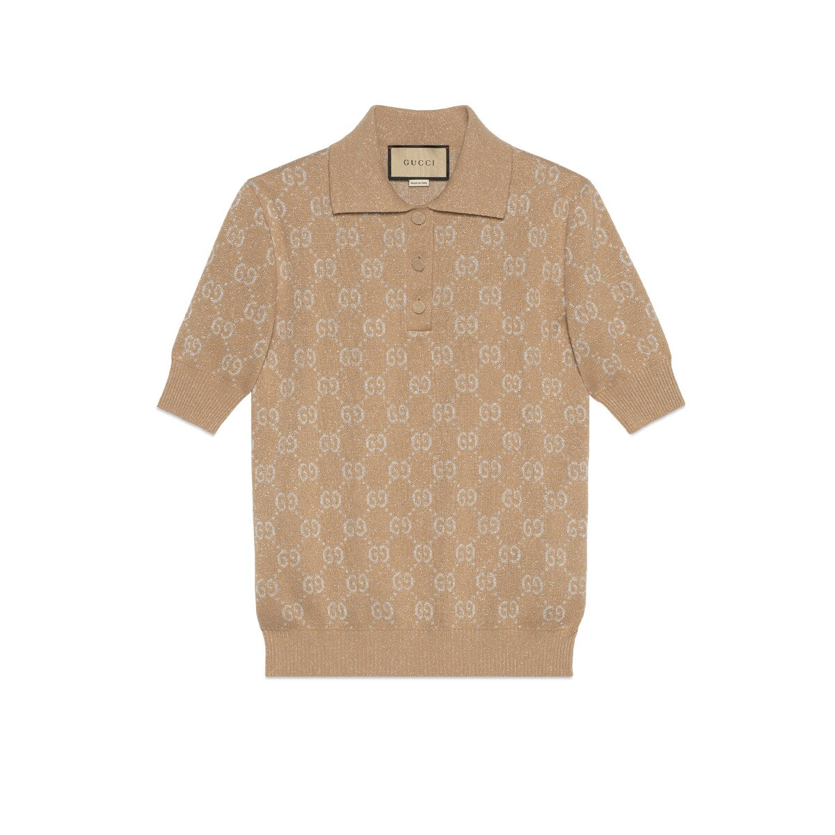 Gucci Lamé GG Jacquard Knit Polo