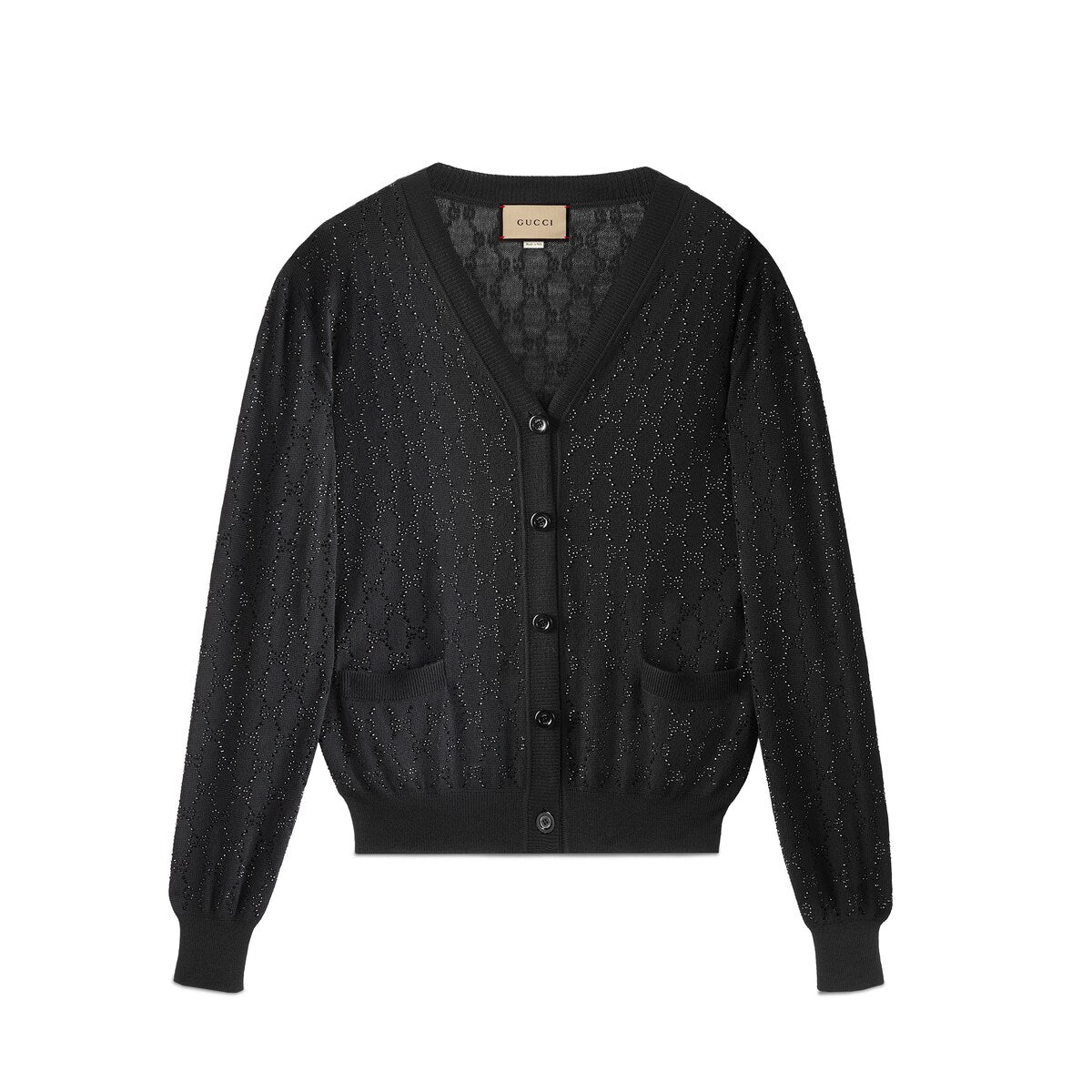 Gucci Fine Wool GG Crystal Cardigan