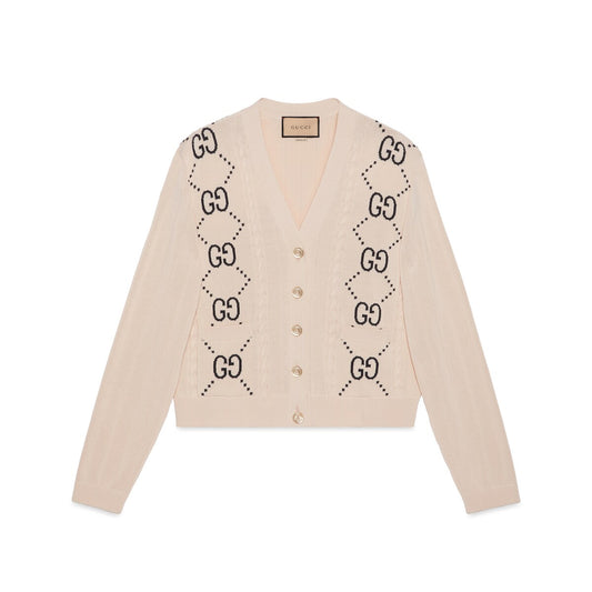 Gucci Cotton Cardigan With GG Intarsia