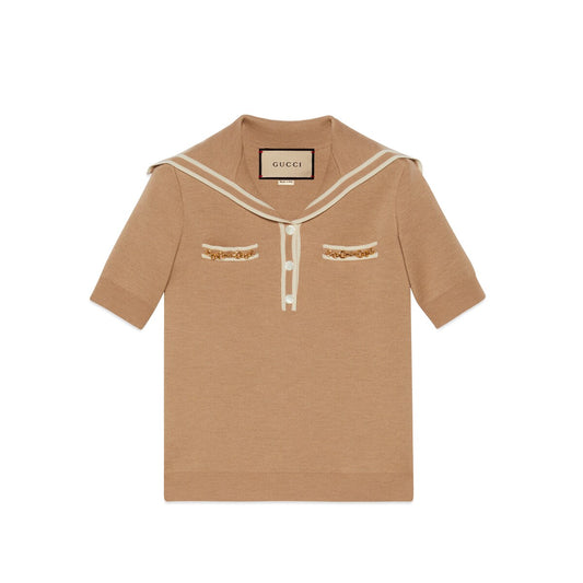 Gucci Wool Polo Shirt With Horsebit