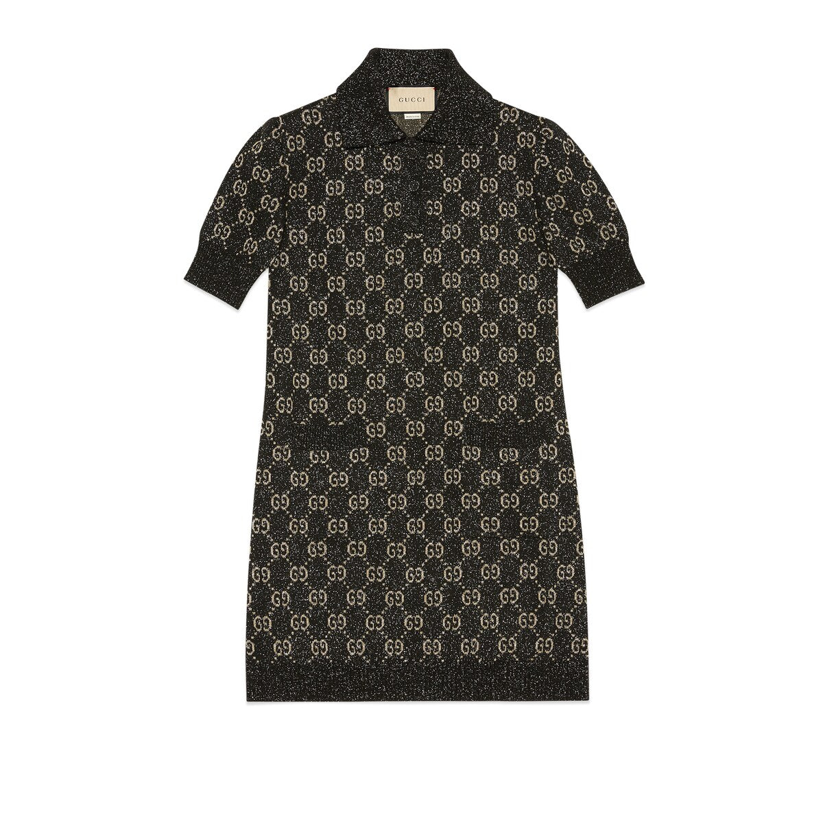 Gucci Lamé GG Jacquard Polo Dress