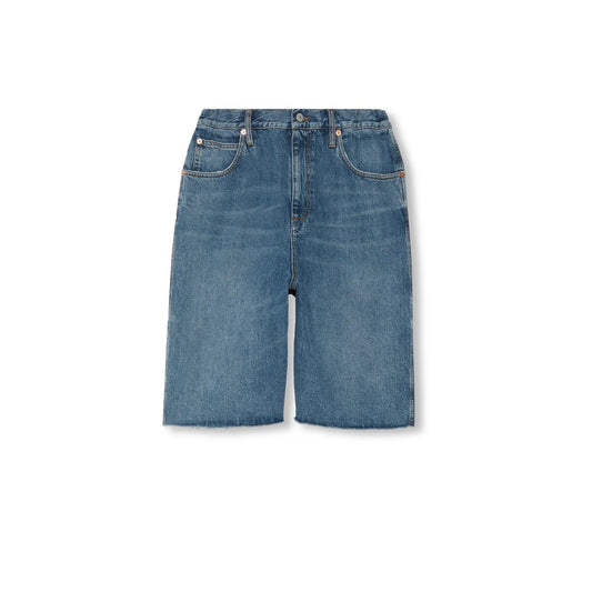 Gucci Organic Denim Shorts With Crystal G