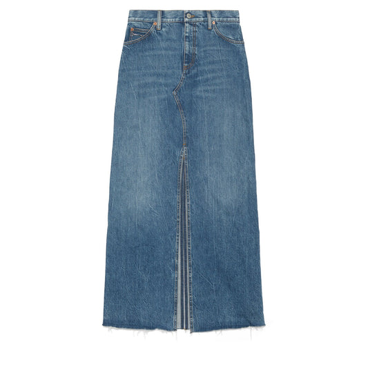 Gucci Organic Denim Skirt With Horsebit