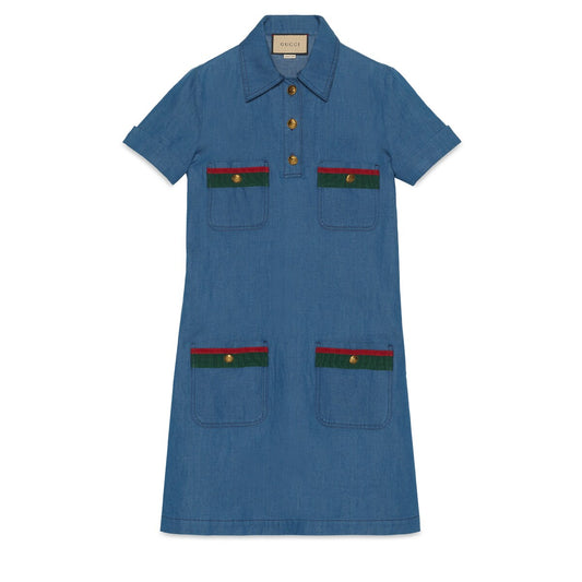 Gucci Denim Dress With Web Detail