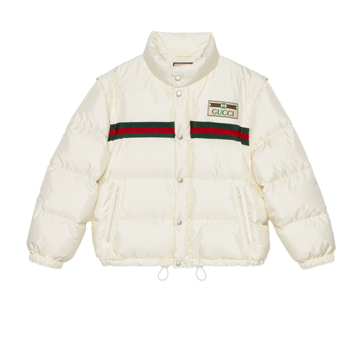 Gucci Padded Nylon Bomber Jacket With Web