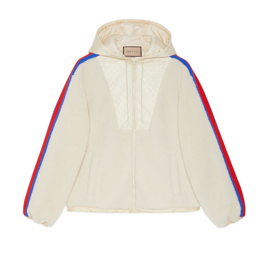 Gucci Fleece Wool Zip Jacket With Web