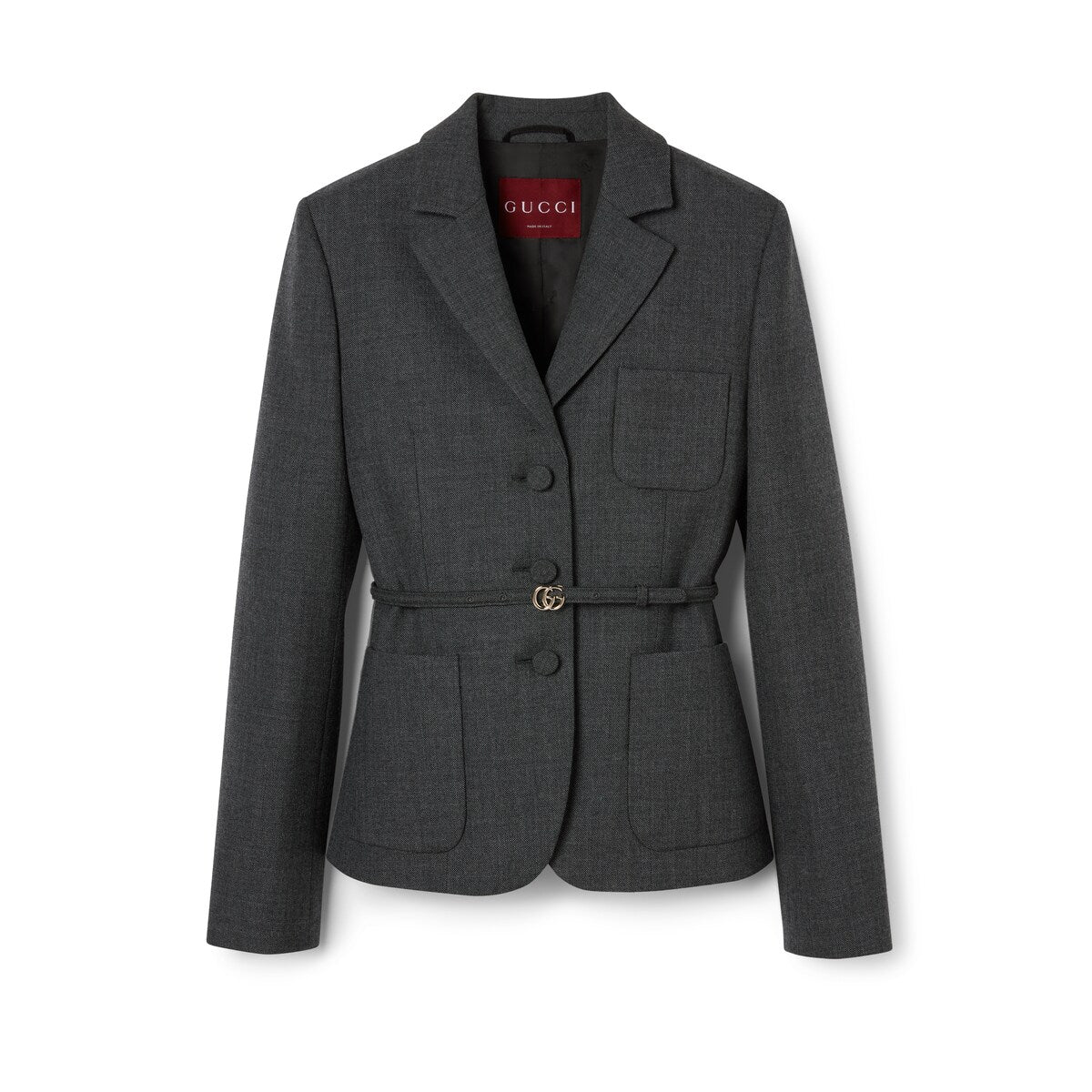 Gucci Single Breasted Wool Grisaille Jacket