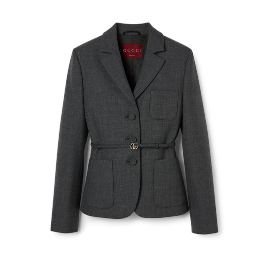 Gucci Single Breasted Wool Grisaille Jacket