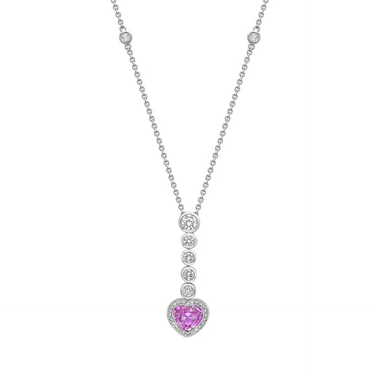 Vintage Heart Pink Sapphire Pendant