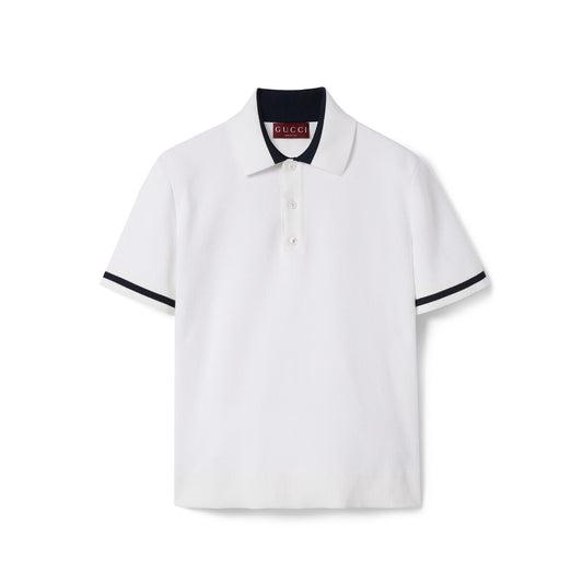 Gucci Knit Cotton Polo Shirt with Intarsia