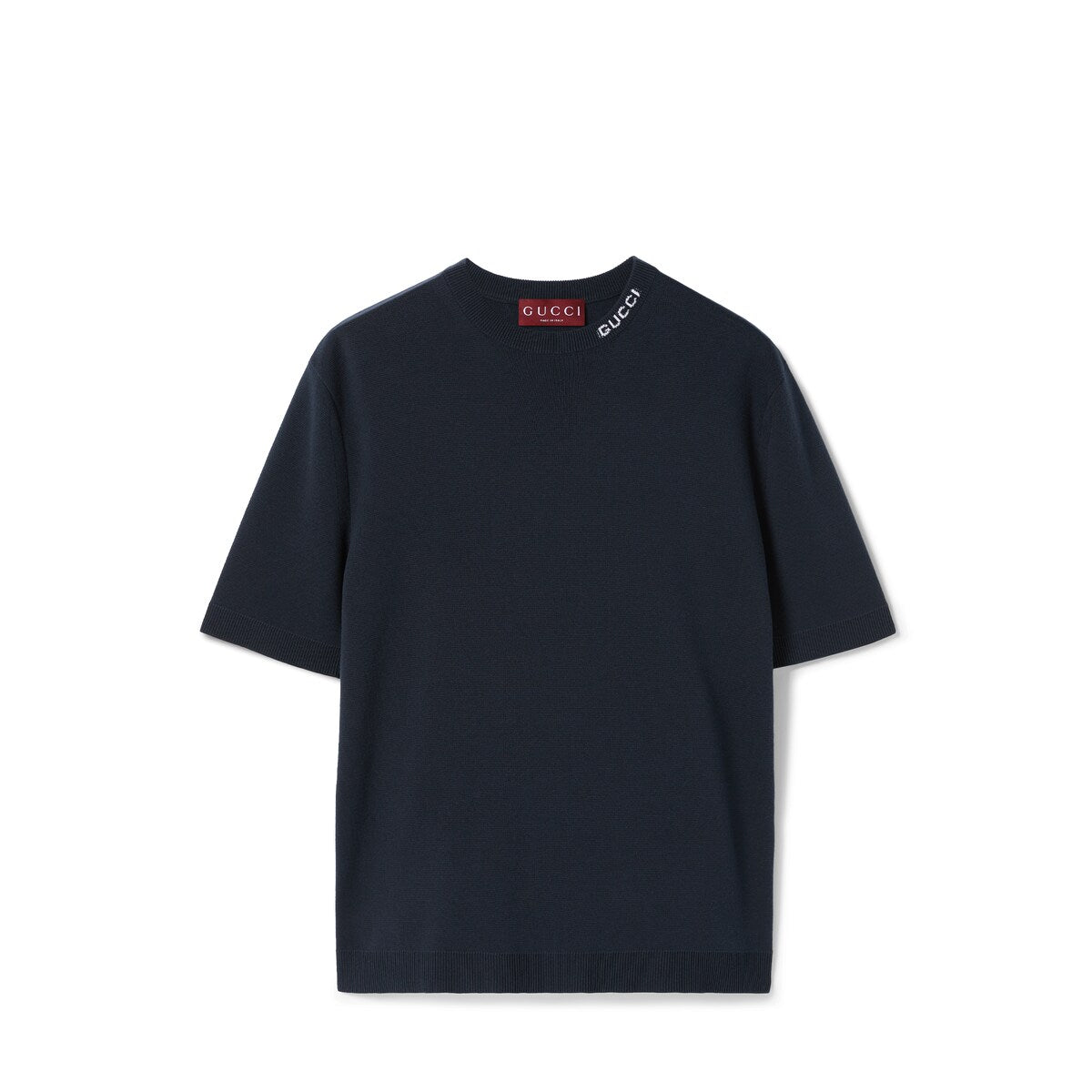 Gucci Silk Cotton T-shirt with Gucci Intarsia