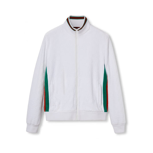 Gucci GG Terry Cloth zip Jacket with Web