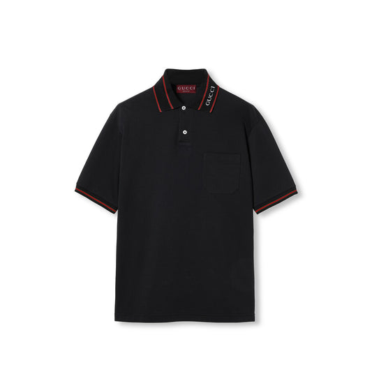 Gucci Cotton Piquet Polo Shirt with Web