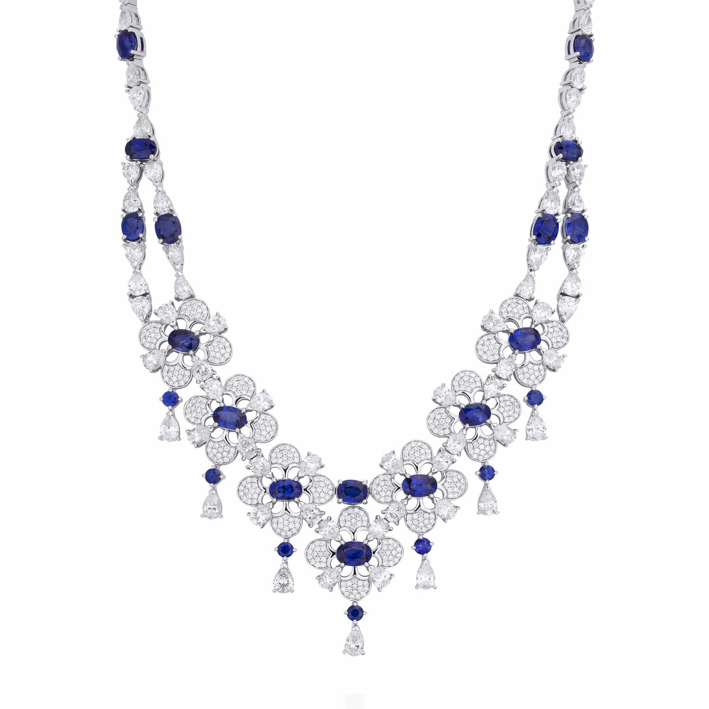 Blues and Royals Sapphire Diamond Necklace