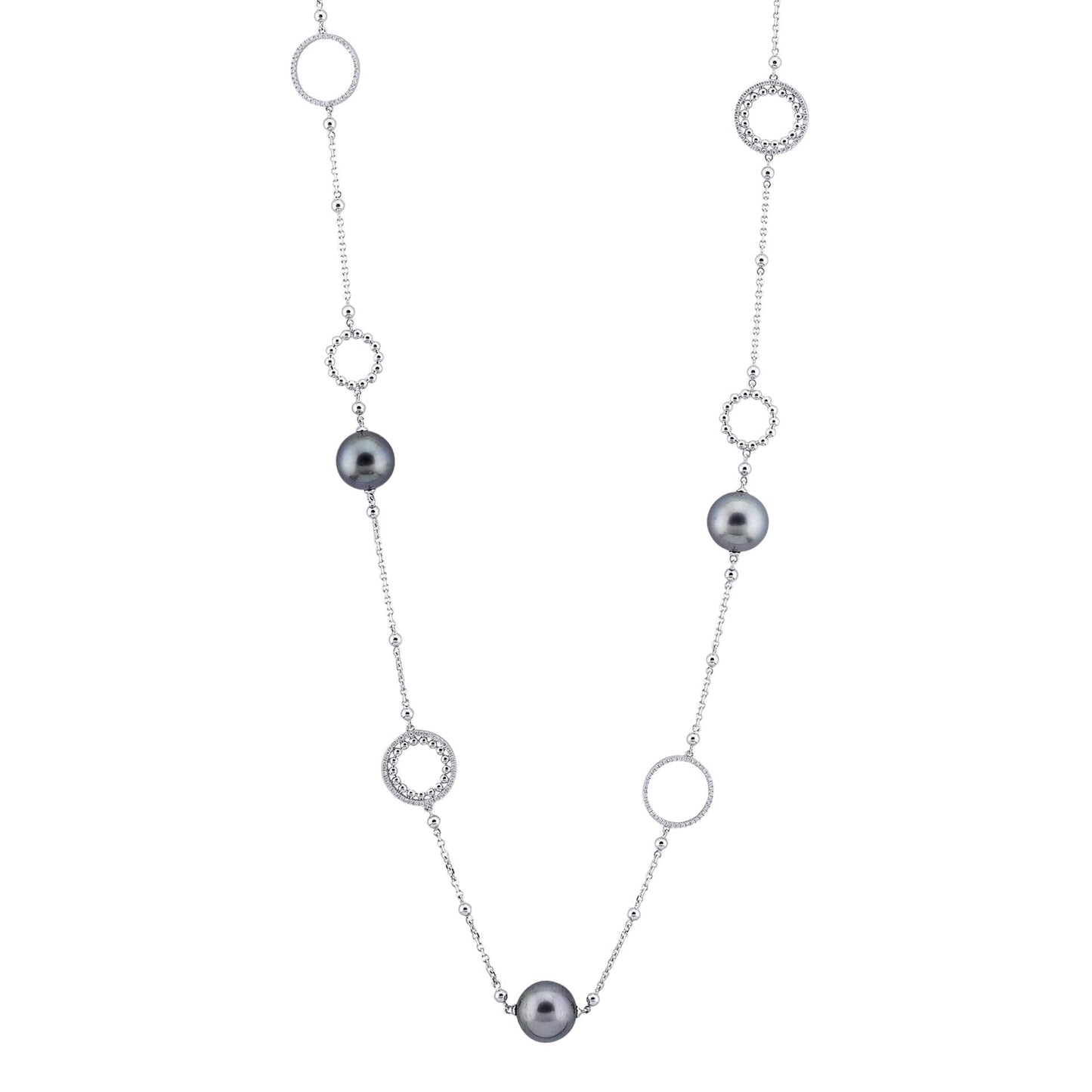 Circus Long Diamond Tahitian Pearl Necklace