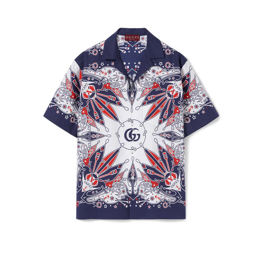 Gucci Double G Bandana Print Cotton Shirt