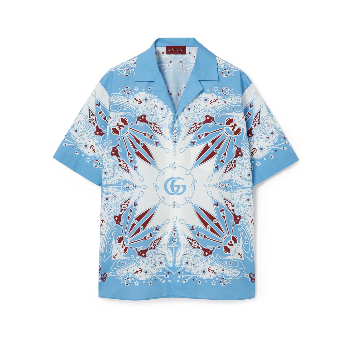 Gucci Double G Bandana Print Cotton Shirt